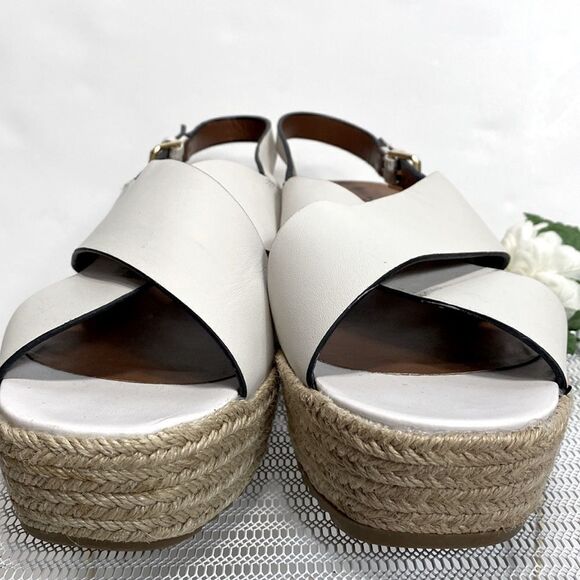 Naturalizer White  Slingback Espadrille Sandals A Cross-band Wedges size 12 Wide - Picture 4 of 14